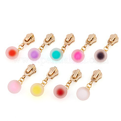 9 шт. 9-х цветные круглые бегунки из сплава и смолы для застежки-молнии HJEW-TAC0077