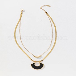 Двухслойные ожерелья из нержавеющей стали 304 с акриловым U-образным кулоном&nbsp;FS-WGD4BAB-01