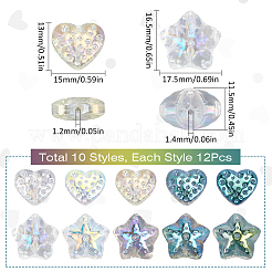 120шт. 10 стиля гальванических прозрачных стеклянных бусин&nbsp;EGLA-SP0001-25