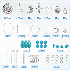 Наборы для самостоятельного изготовления подвесных сережек из искусственной бирюзы и сплава в виде звезды и луны DIY-SC0028-37