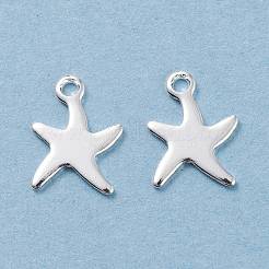ステンレススチールチャーム201個  ヒトデ/海星  銀  11.5x9x0.8mm  穴：1mm&nbsp;STAS-F039-47-S