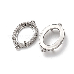 Овальные латунные микропаве из прозрачного кубического циркония с коннекторами и оправами для кабошонов KK-NH0007-03P