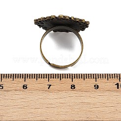 Старинные регулируемые железные компоненты цветок палец кольцо сеттинги ободок сплав кабошон PALLOY-O036-01AB-NF