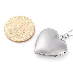 Антикоррозийные ожерелья из нержавеющей стали 304 в форме сердца с подвеской-медальоном из кабеля и цепи для женщин NJEW-M050-04E-P