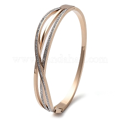 Ионное покрытие (ip) 304 нержавеющая сталь полимерная глина стразы браслеты на петлях для женщин&nbsp;BJEW-A011-16RG
