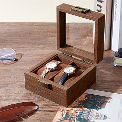 Квадратные деревянные коробки для хранения часов с 2 слотом&nbsp;OBOX-WH0001-09