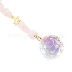 Круглые подвесные ловцы солнца из стекла и натурального розового кварца&nbsp;HJEW-JM04209-03