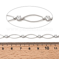 Цепи ручной работы с латунными звеньями и прозрачными кубическими цирконами в форме конского глаза CHC-G027-03P