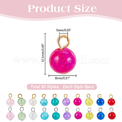 160 шт. подвески из стекла с эффектом потрескивания&nbsp;PALLOY-HY00086