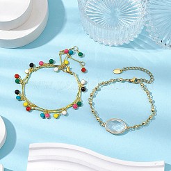 2 pz 2 bracciali con catene a maglie in ottone e barra in ottone&nbsp;BJEW-JB11051