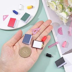 小道具の装飾を装ったドールハウスのアクセサリー  ミニ鉛筆＆定規＆ノートブック  ミックスカラー  11~27x2~20.5x0.5~7mm&nbsp;DIY-NB0006-59