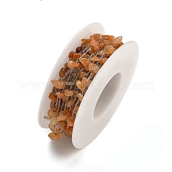 Catene in acciaio inossidabile 304 con maglie in avventurina rossa naturale&nbsp;CHS-G038-09P-07