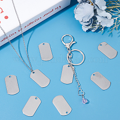 304ステンレスペンダント  長方形  空白タグのスタンプ  ステンレス鋼色  35x19.5x1mm  穴：3mm  50個/箱&nbsp;STAS-SC0005-01