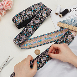 10 ярд полиэфирной жаккардовой ленты в этническом стиле с цветком OCOR-WH0078-185B