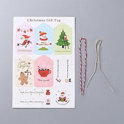 クリスマステーマ紙タグ  コットンロープ＆ヘンプロープ付き  ギフトタグはラベルを掛けます  クリスマスに飾る  ミックスカラー  パペサイザー：20.5x14cm&nbsp;X1-CDIS-H003-03
