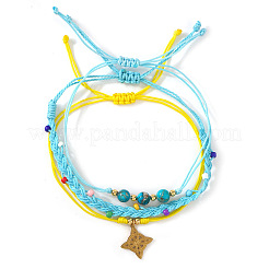 Set di 3 braccialetti intrecciati con perline rotonde in diaspro imperiale naturale e vetro&nbsp;IA6330-2