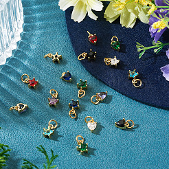 12 pièce 2 styles de breloques en laiton micro pavées en zircone cubique&nbsp;KK-TA0008-70F