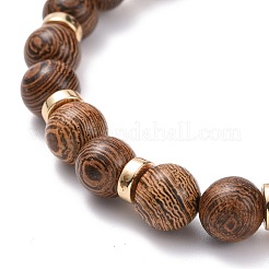 Bracelet extensible perles rondes en bois naturel&nbsp;BJEW-JB07101