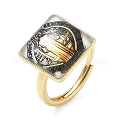Anelli aperti in ottone e resina epossidica per bracciali da donna&nbsp;RJEW-K264-17G-02