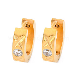 Серьги-кольца из нержавеющей стали 304 с эффектом полировки из кубического циркония EJEW-M001-25G