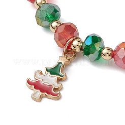 Рождественские тематические браслеты из стеклянного бисера BJEW-TA00540
