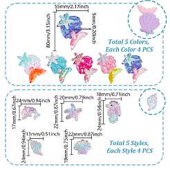 40 шт. 10 стиля светящихся прозрачных кабошонов из смолы с пайетками&nbsp;RESI-GA0001-42
