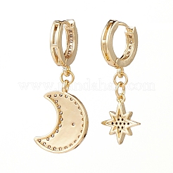 Серьги-кольца из латуни с микро-паве из фианита EJEW-JE04448