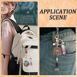 5 шт. 5-х цветные деревянные брелки ко Дню учителя&nbsp;AJEW-SP0001-41B