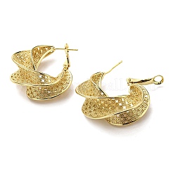 Серьги-кольца из латуни с покрытием стойки EJEW-D063-01G