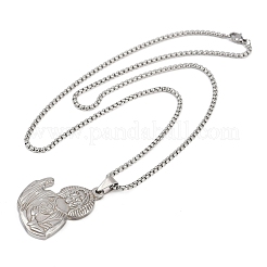 Ожерелья с подвеской Святого Иуды из нержавеющей стали 201 для мужчин и женщин NJEW-K283-16P