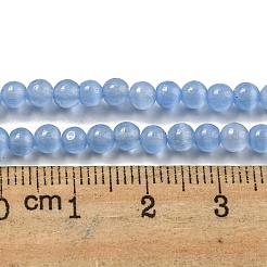 キャッツアイビーズ連売り  ラウンド  ライトスカイブルー  4mm  穴：0.7mm  約100~105個/連  14.37~14.69インチ（36.5~37.3cm）&nbsp;CE-F022-4mm-16