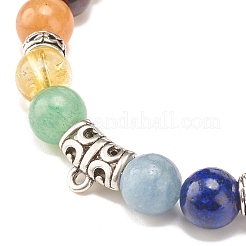 Bracelet extensible en pierre de lave naturelle et mélange de pierres et de tubes en alliage avec mauvais œil au chalumeau&nbsp;BJEW-JB08320-02