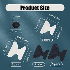 25 пара 5 стильных носовых упоров для очков в форме бабочек и плоских круглых противоскользящих мягких силиконовых самоклеящихся накладок FIND-GF0004-10