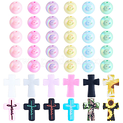 12шт 12 цвета крест силиконовые фокусные бусины&nbsp;SIL-BM0001-05