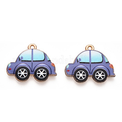 プリント合金ペンダント  車のチャーム  スレートブルー  18.5x22.5x1.5mm  穴：1.5mm&nbsp;ENAM-N056-223E