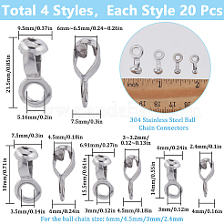 80 шт. 4 стиля шариковых цепных соединителей из нержавеющей стали 304 FIND-SC0011-11