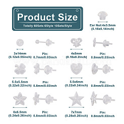 60 комплект из 6 стильных маленьких серег-гвоздиков из смолы с гайками в виде звезды EJEW-BG0001-01