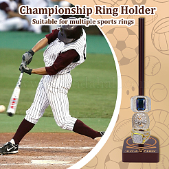 Baseball-Thema Kokosnuss braun Holz Ring Veranstalter Display steht&nbsp;RDIS-OC0001-06