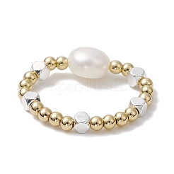 Латунные бусины и синтетические гематитовые бусины эластичные кольца для женщин RJEW-JR00806