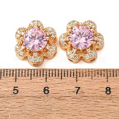 Messing-Mikropavé-Fassung mit rosa Zirkonia-Perlen&nbsp;CU-CBAEC99-32G-02