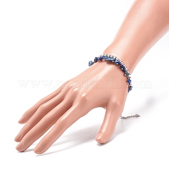 女性のための合成ヘマタイトと天然宝石チップ ビーズ ブレスレット  内径：2-3/8インチ（5.9cm）&nbsp;BJEW-JB08686