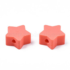 手作り樹脂粘土ビーズ  スター  サンゴ  8.5~9x9~9.5x4~5mm  穴：1.6mm&nbsp;CLAY-N011-46A-05