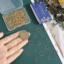 4種類の真鍮製丸カン  オープンリング  18KGP本金メッキ  6~12x1mm  内径：3.5~10mm  40個/スタイル&nbsp;KK-SC0005-49G