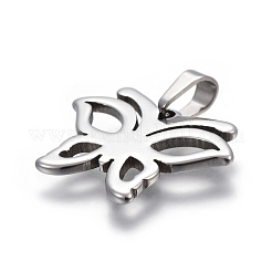 変色しにくい304ステンレススチールペンダント  蝶  ステンレス鋼色  21x16x1.5mm  穴：3x5mm&nbsp;STAS-I096-01P