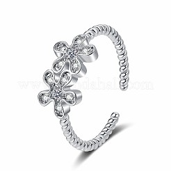 Открытые манжеты из латуни с микропаве и прозрачным цирконием для женщин RJEW-R005-06G