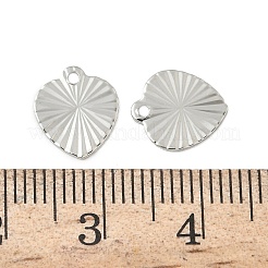 真鍮製チャーム  ニッケルフリー  プラチナメッキ  テクスチャ  ハート  10x9x0.5mm  穴：1mm&nbsp;KK-Z136-79P-02