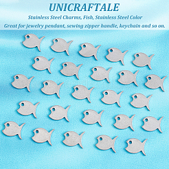201ステンレススチールチャーム200個  魚  ステンレス鋼色  10x9x1mm  穴：1.4mm&nbsp;STAS-UN0041-07