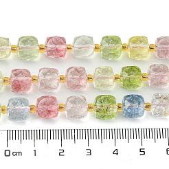 Нити синтетических хрустальных бусин цветного топаза G-Q010-A14-01