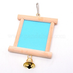 Miroir oiseau suspendu en bois naturel&nbsp;X-AJEW-WH0188-10