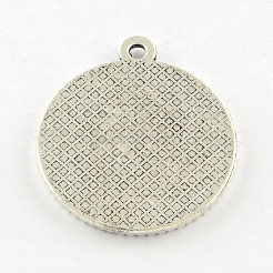 Estilo tibetano aleación plana redonda colgante cabochon ajustes&nbsp;TIBEP-Q045-068B-AS-RS